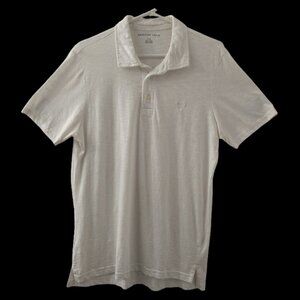 American Eagle Men's White Summer Cotton Polo Shirt - Men's Large